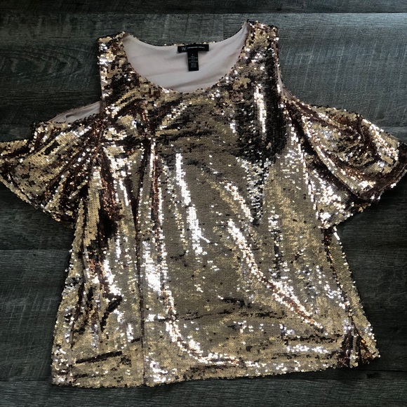 cold shoulder sequin top
